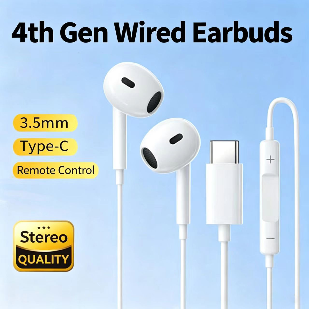 Type C Wired Earphones With Mic - หูฟังแบบมีสายแบบครึ่งอินเอียร์ ชนิด Type-C และแจ็ค 3.5 มม.