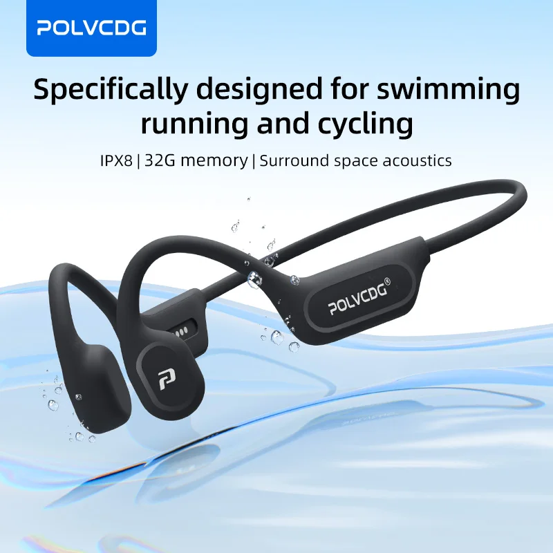 Bone Conduction Running Headphones - POLVCDG X9 หูฟังแบบนำเสียงผ่านกระดูก 32G IPX8 กันน้ำ