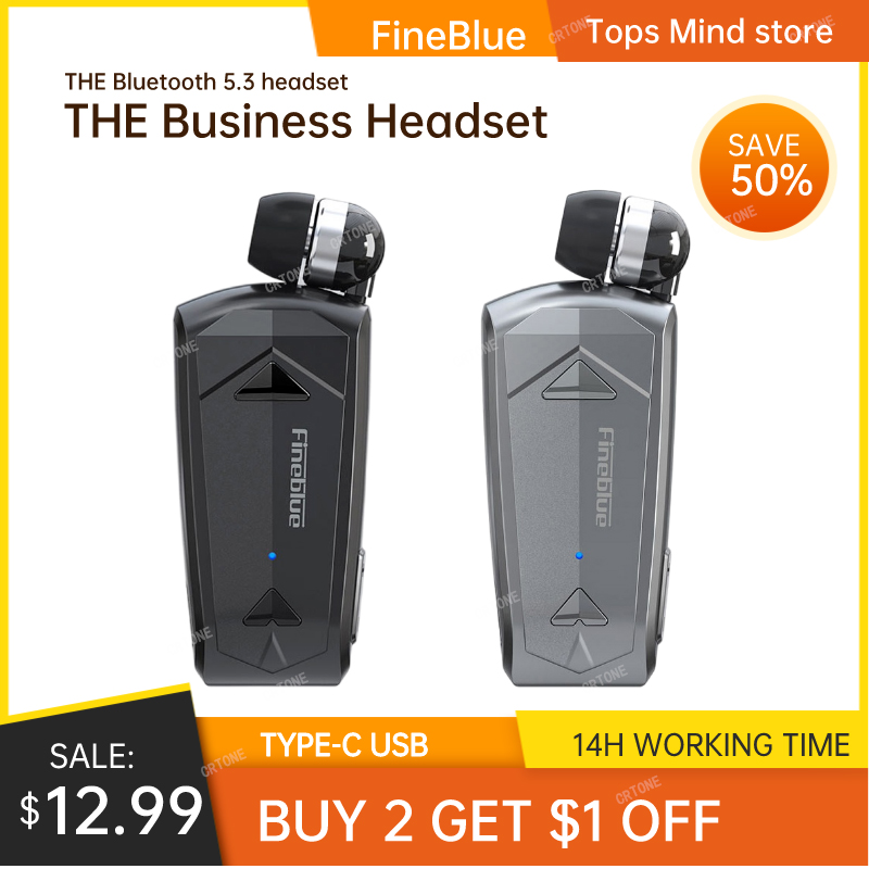 Type C Wired Earphones With Mic - หูฟังไร้สายขนาดเล็ก Fineblue F520 บลูทูธ 5.3 หูฟังพกพาแบบพับเก็บได้