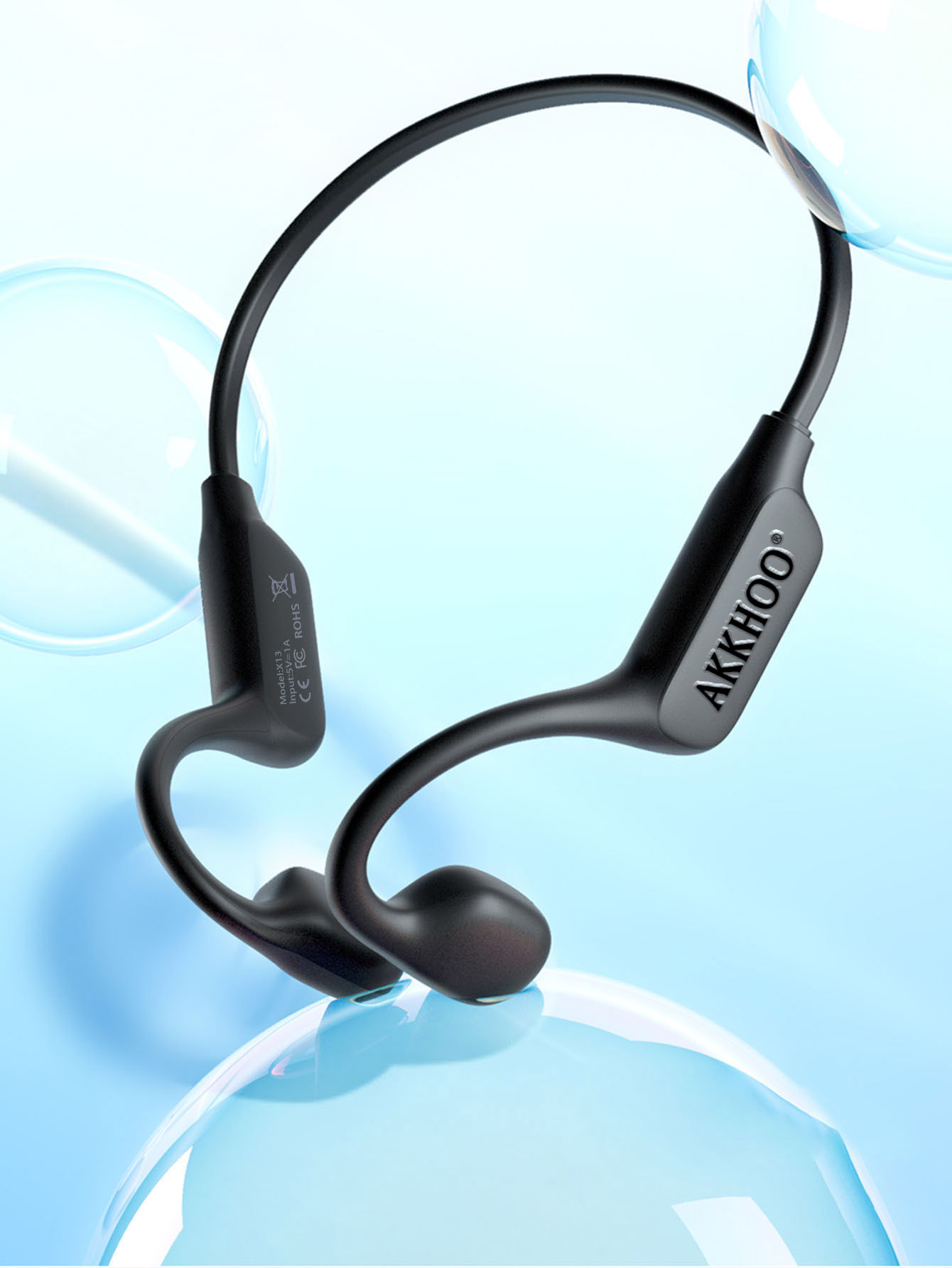 Bone Conduction Running Headphones - หูฟังบลูทูธแบบเปิดหู ระบบนำเสียงผ่านกระดูก กันน้ำ สำหรับเล่นกีฬา โทรแบบแฮนด์ฟรี เหมาะสำหรับวิ่ง