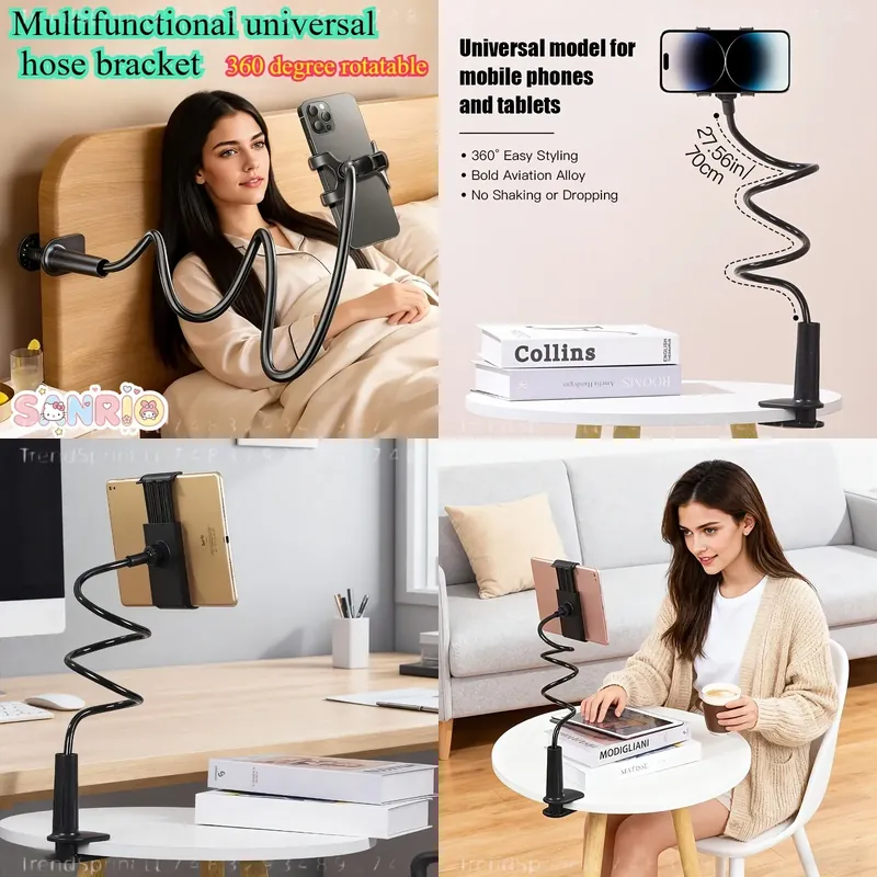 Tablets - ขาตั้งโทรศัพท์แบบสายยางยืด 360 องศา ขาตั้งแท็บเล็ตแบบปรับได้ ป้องกันการสั่นไหว ปรับมุมได้