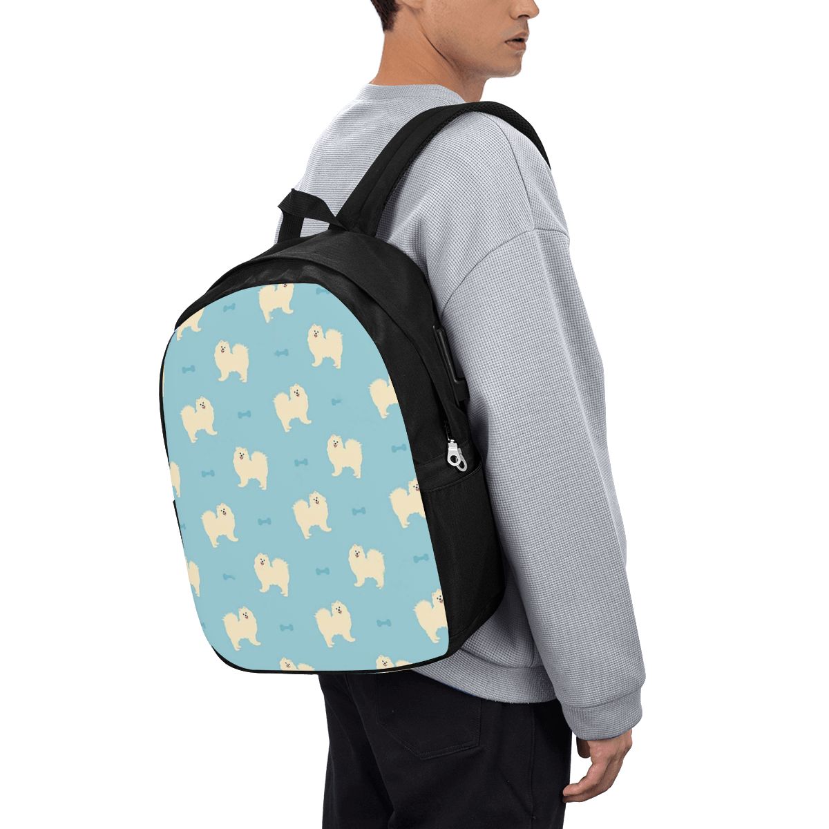 Laptops - กระเป๋าเป้สะพายหลังสุนัขพันธุ์ซามอยด์กระเป๋าใส่โน๊ตบุ๊คสำหรับเดินทางคอมพิวเตอร์กระเป๋านักเรียนวิทยาลัยกระเป๋าใส่แล็ปท็อปกระเป๋าสะพายสำหรับผู้ชายผู้หญิง