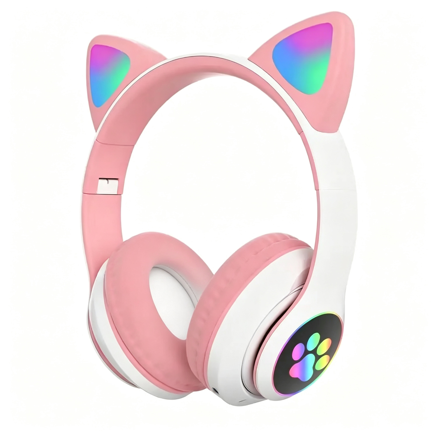 Cat Ear Bluetooth Headset Led - ชุดหูฟังบลูทูธหูแมวน่ารักพร้อมชุดหูฟังไร้สาย LED สำหรับเด็กผู้หญิงชุดหูฟังสเตอริโอแบบพับได้พร้อมไมโครโฟน