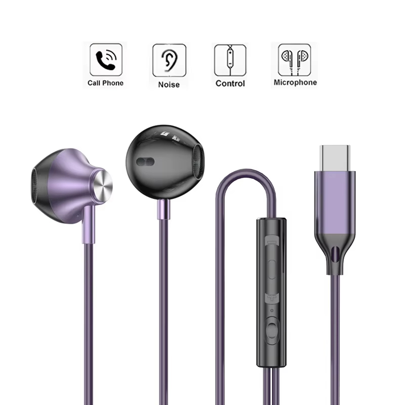 Type C Wired Earphones With Mic - หูฟังชนิดใส่ในหูแบบมีสายไฮไฟหูฟังแฮนด์ฟรีหูฟัง Type-C 3.5 มม.พร้อมไมโครโฟนแบบมีสายสำหรับเรียลมี เสี่ยวมี่แท็บเล็ตแล็ปท็อป