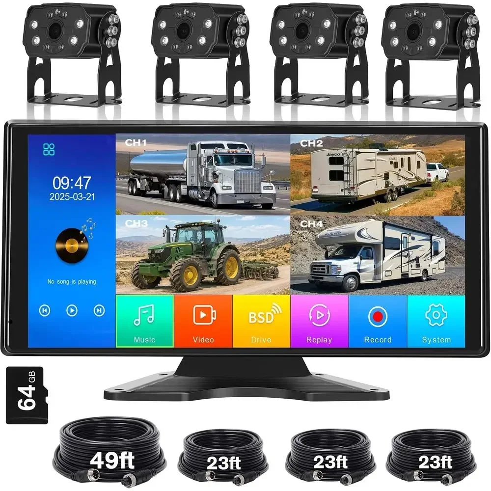 Cameras - ระบบกล้องมองหลังสำหรับรถบรรทุก RV, จอสัมผัสขนาด 10.36 นิ้ว พร้อม