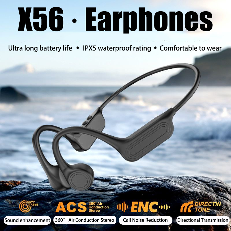 Bone Conduction Running Headphones - หูฟังบลูทูธไร้สายแบบนำเสียงผ่านกระดูก หูฟังแบบเปิดหูพร้อมไมโครโฟน หูฟังกันน้ำสำหรับเล่นกีฬา วิ่ง