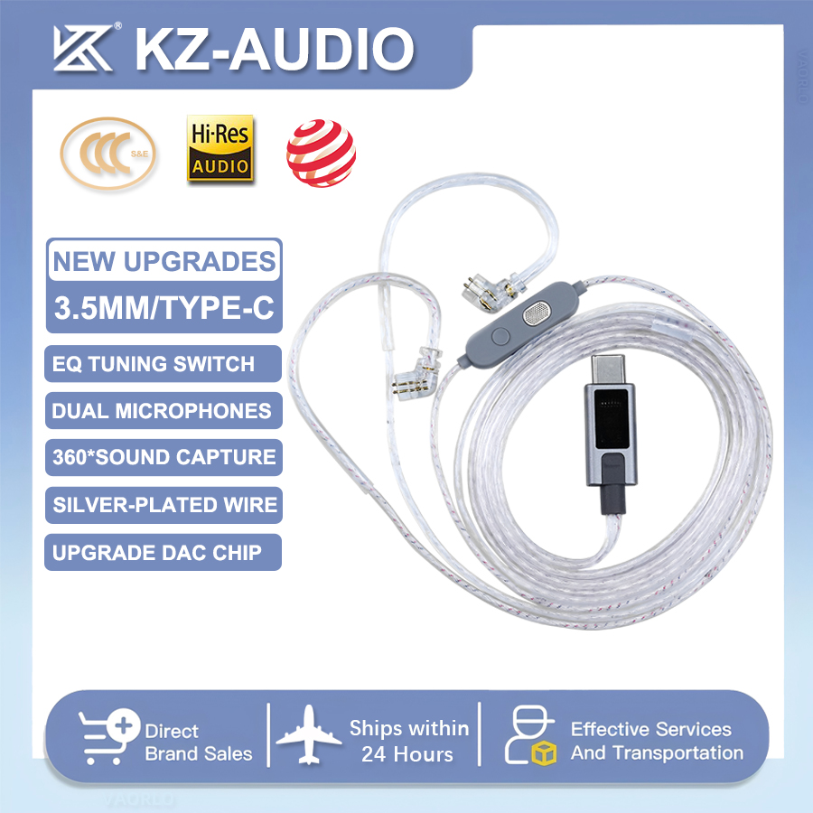 Type C Wired Earphones With Mic - สายหูฟัง KZ M2 ไมโครโฟนคู่ชุบเงิน ปรับคุณภาพเสียง EQ