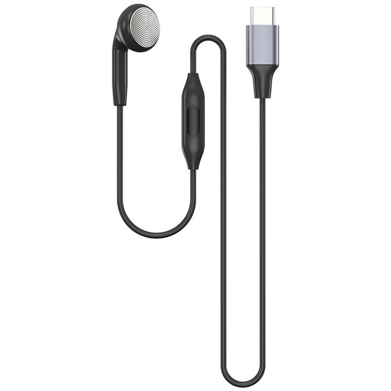 Type C Wired Earphones With Mic - DT75BG หูฟังแบบเสียบหูข้างเดียวพร้อมไมโครโฟน หูฟังแบบมีสายพร้อมปุ่มควบคุมในตัว สำหรับขับรถ โทรออก ทำงาน