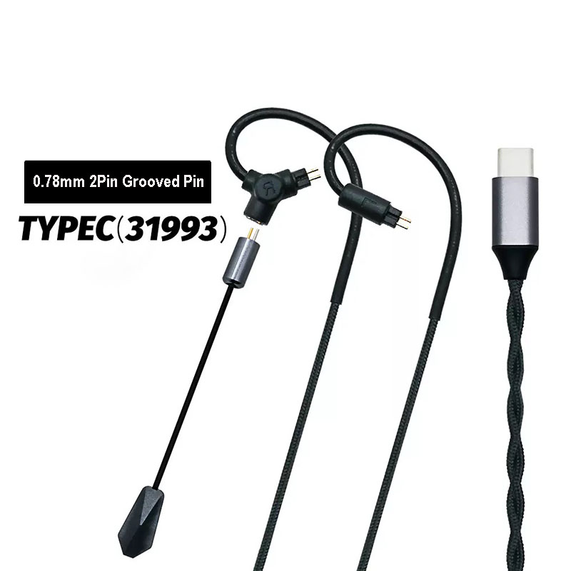 Type C Wired Earphones With Mic - 0.78 QDC MMCX สายหูฟังสำหรับเล่นเกม 3.5 มม.