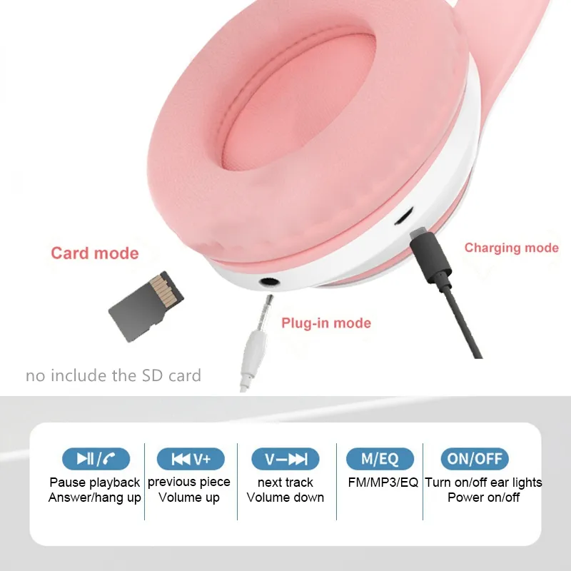 ใหม่ล่าสุด STN-28 ชุดหูฟังไร้ส - Cat Ear Bluetooth Headset Led บทวิจารณ์และราคา