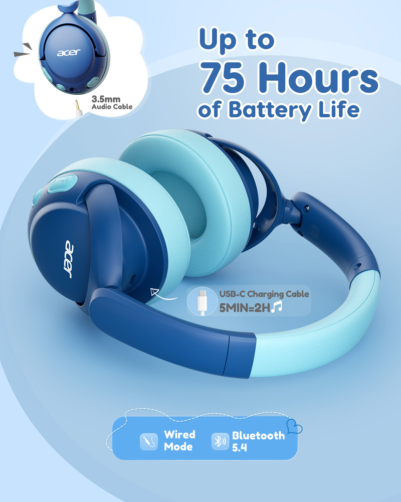 เอเซอร์ OHR725 หูฟังบลูทูธ 5.4 - Anc Wireless Over Ear Headphones บทวิจารณ์และราคา