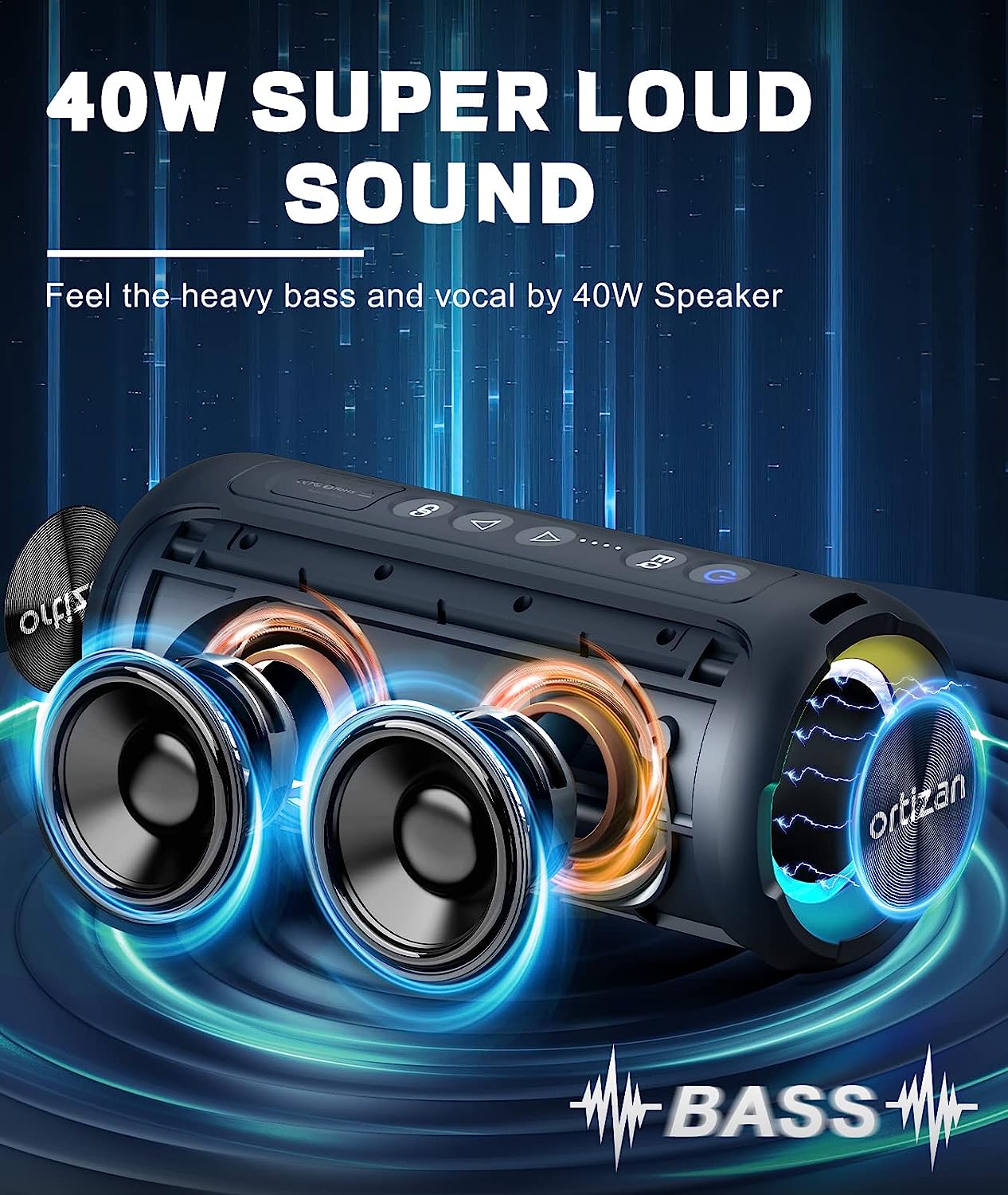 Ortizan ลําโพงบลูทูธ 40W เสียง - Portable Bluetooth Speaker Waterproof Ipx7 บทวิจารณ์และราคา