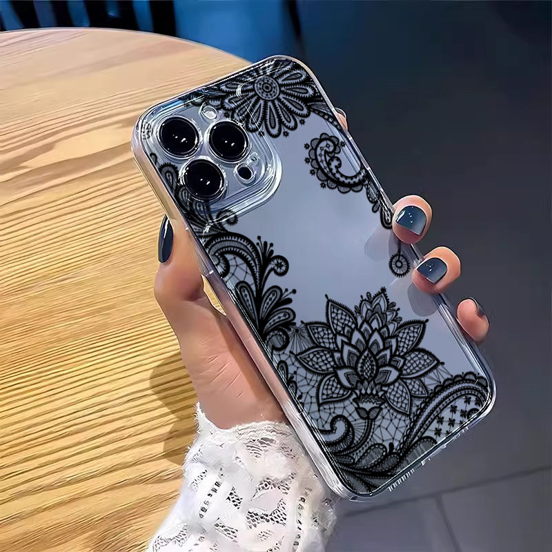 เคสโทรศัพท์ลายดอกไม้ลูกไม้สีดำ - Tablets บทวิจารณ์และราคา