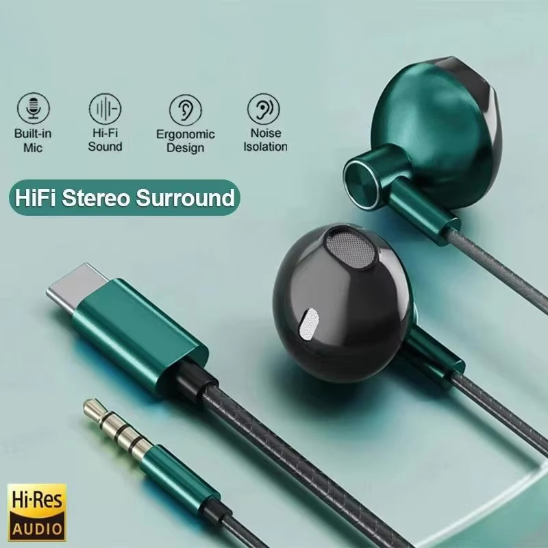 หูฟังแบบมีสาย Type C 3.5 มม. เ - Type C Wired Earphones With Mic บทวิจารณ์และราคา