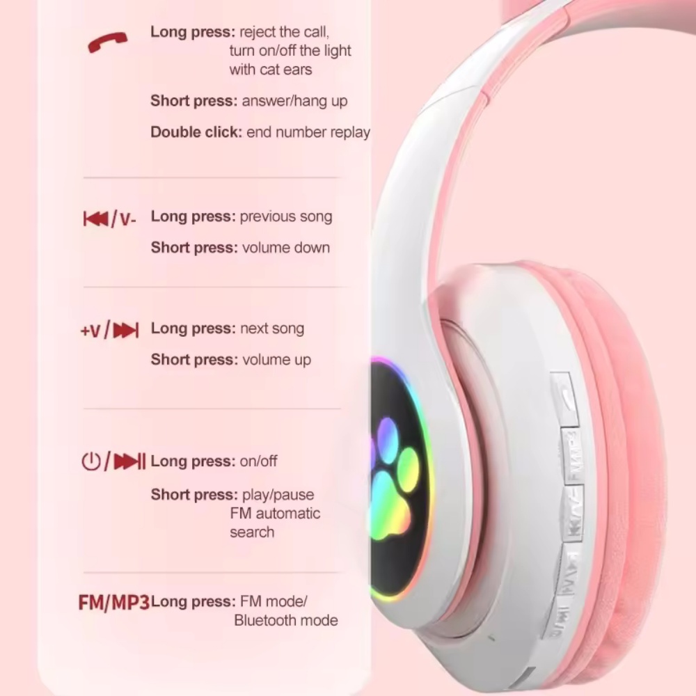 ชุดหูฟังบลูทูธหูแมวน่ารักพร้อม - Cat Ear Bluetooth Headset Led บทวิจารณ์และราคา
