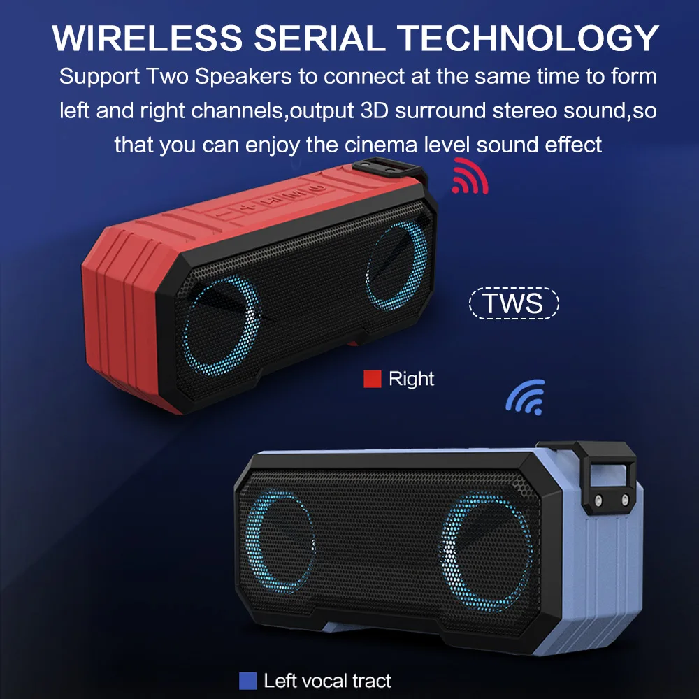 ลำโพงบลูทูธแบบพกพา ลำโพงไร้สาย - Portable Bluetooth Speaker Waterproof Ipx7 บทวิจารณ์และราคา