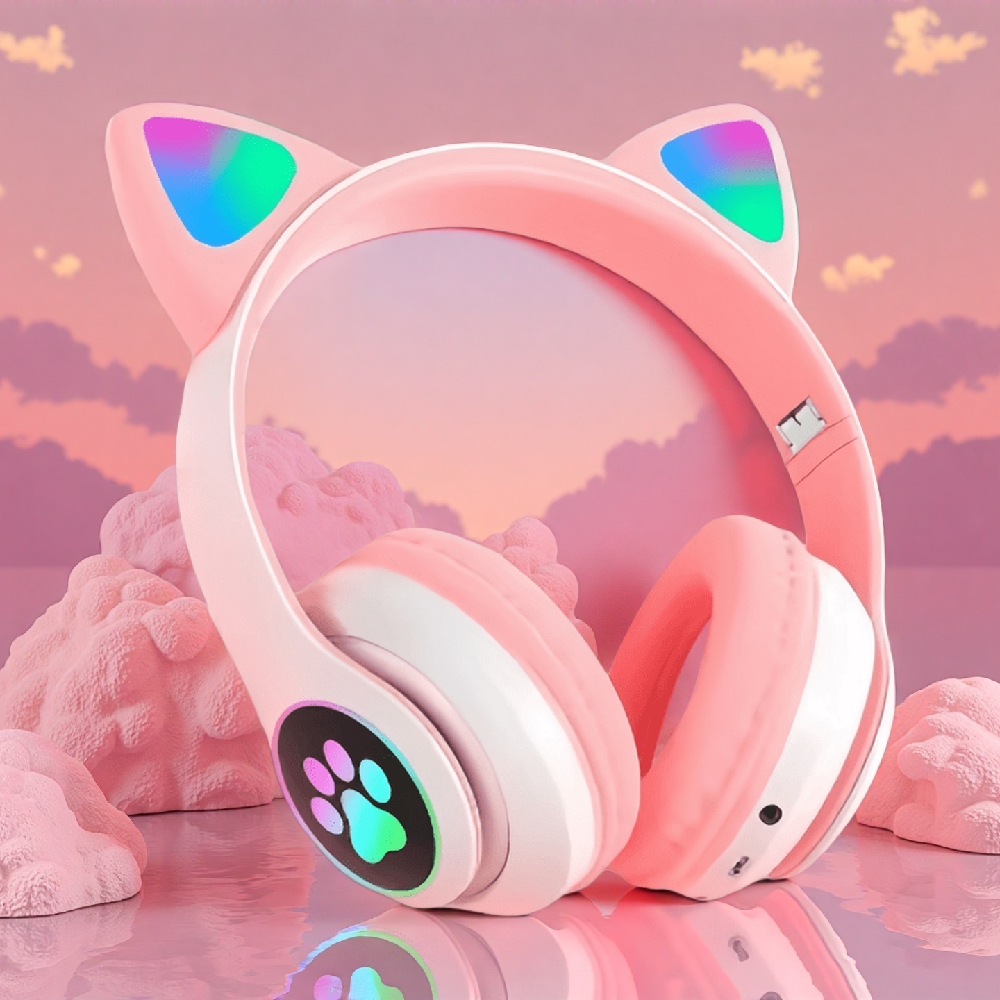 หูฟังไร้สายลายหูแมวน่ารัก พร้อ - Cat Ear Bluetooth Headset Led บทวิจารณ์และราคา