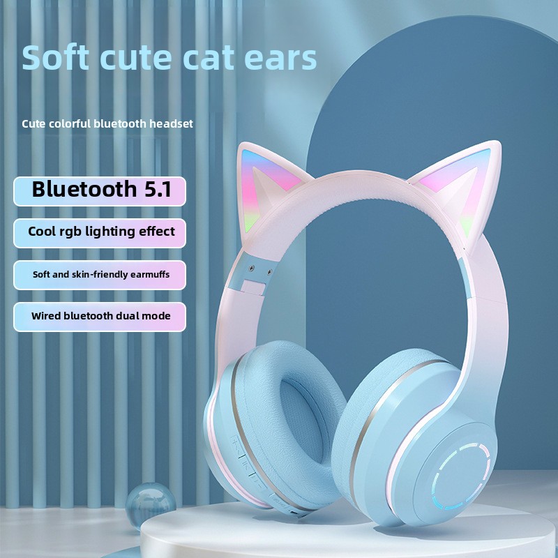หูฟังบลูทูธแบบคาดศีรษะรุ่นใหม่ - Cat Ear Bluetooth Headset Led บทวิจารณ์และราคา