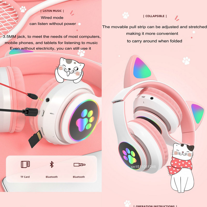 หูฟังหูแมวแสงแฟลชไร้สายพร้อมไม - Cat Ear Bluetooth Headset Led บทวิจารณ์และราคา