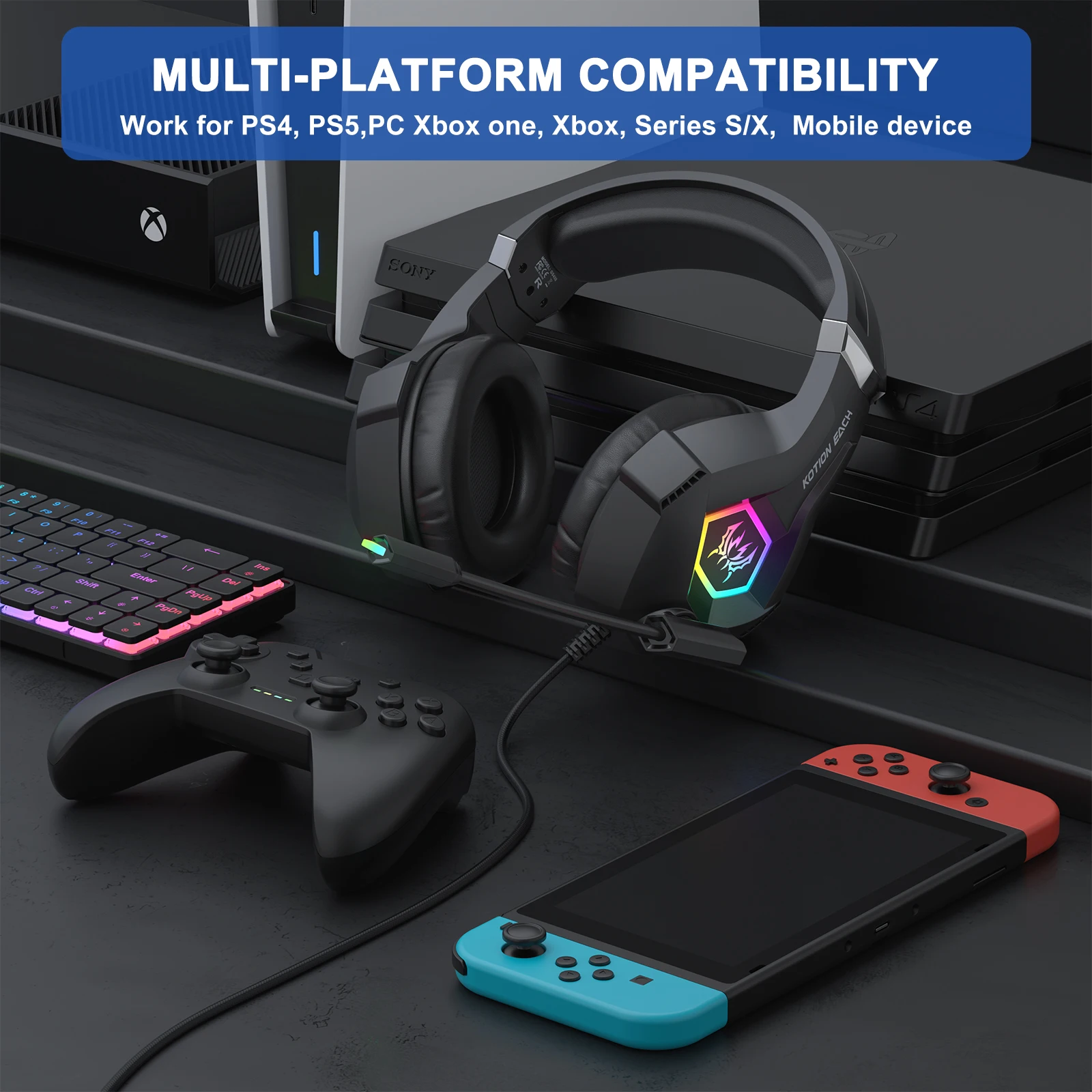 ชุดหูฟังสําหรับเล่นเกมแบบมีสาย - Gaming Headset With Mic Rgb บทวิจารณ์และราคา
